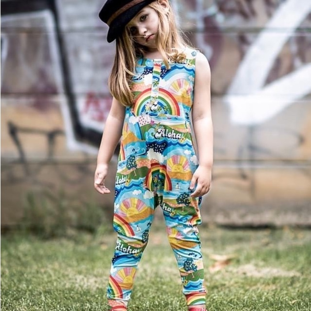 Rock your kid Aloha Rainbow Jumpsuit/Romper BNWT